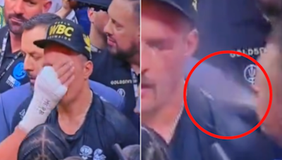 Footage emerges of Oleksandr Usyk team member 'spitting in people's faces' in the ring after Tyson Fury win