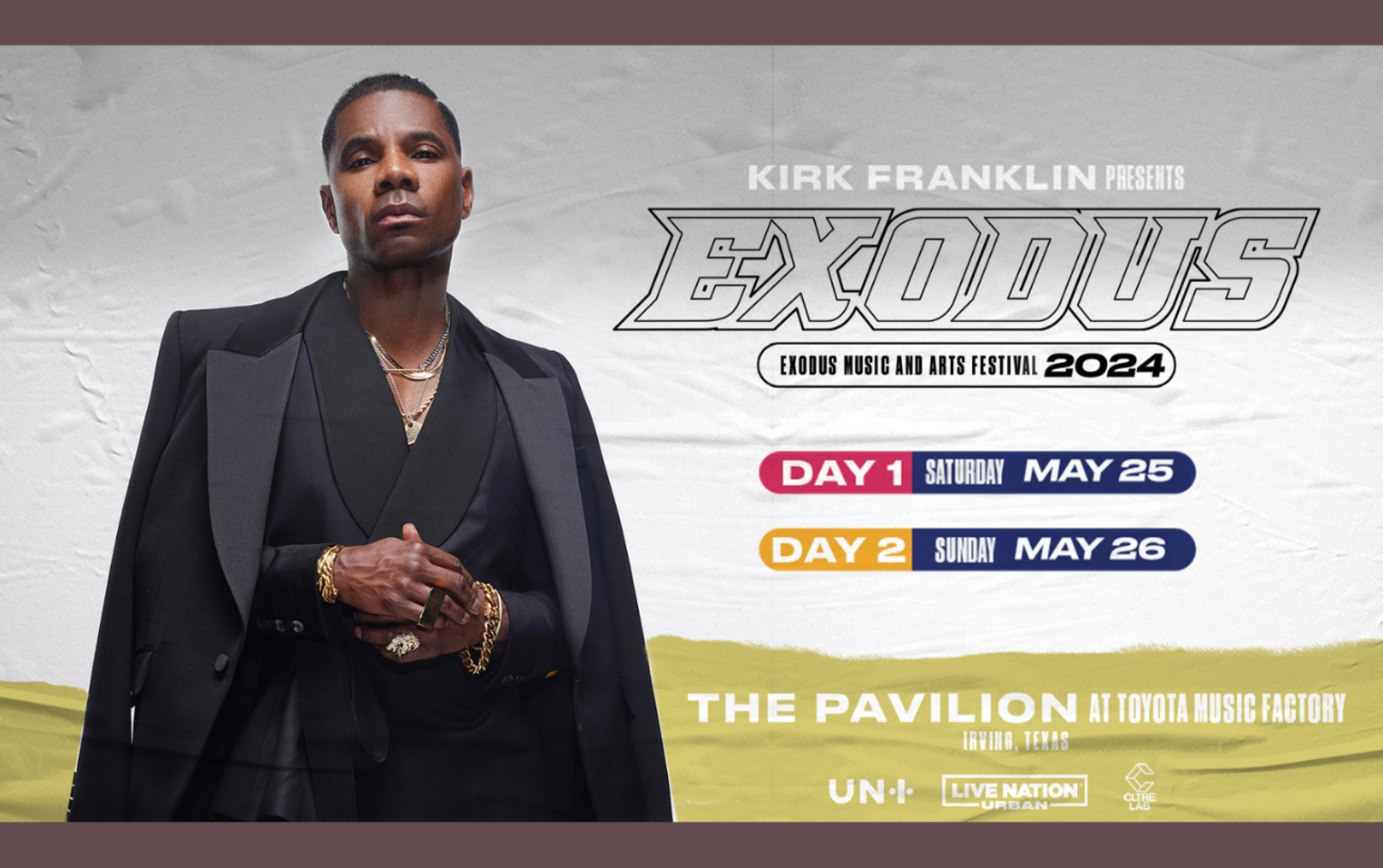 Win 2 tickets to Exodus Festival, presented by Kirk Franklin!