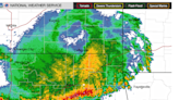 Thunderstorms Sunday moving east in Oklahoma toward Arkansas