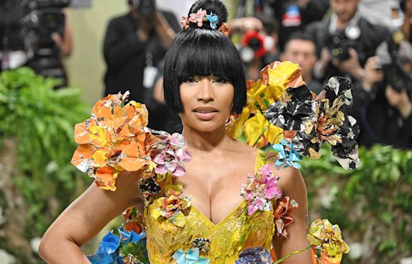 Nicki Minaj Brings on the Blooms — and Bold Poses! — in Flower-Covered Minidress at 2024 Met Gala