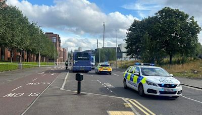 Glasgow road taped off following incident with a bus