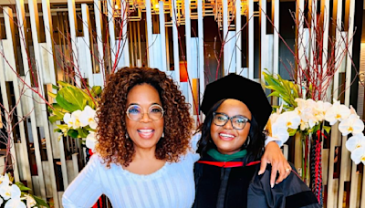 Oprah celebrates one of the first students at her South Africa school earning her doctorate