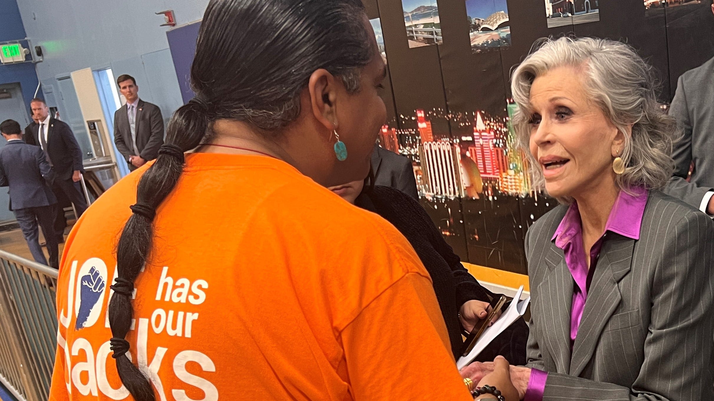 Jill Biden, Jane Fonda promote president's accomplishments in meeting with Nevada seniors