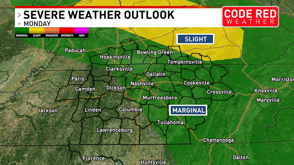 Code Red Weather: Strong to severe storms possible Monday and Tuesday