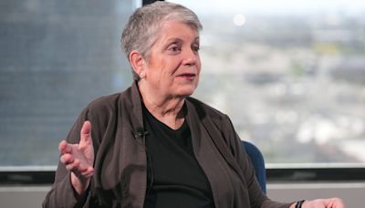 Former Arizona Gov. Janet Napolitano reacts to Gov. Katie Hobbs breaking her veto record