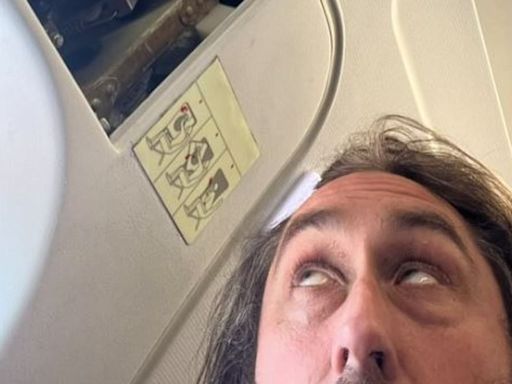 Ross Noble is hit on head by falling door panel on easyJet flight