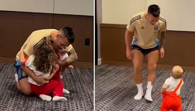 El emotivo reencuentro de Lautaro Martínez con sus hijos a horas de la final de la Copa América ante Colombia