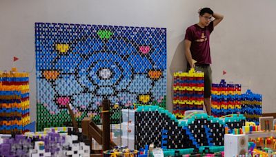 San Jose’s Tech invites public to watch 40,000 dominos topple at 1 p.m. today