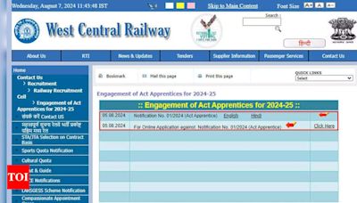 RRC WCR Apprentice 2024 Registration Window Open for 3,317 Posts: Check Details and Direct Link Here - Times of India