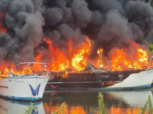 Several boats destroyed after large fire breaks out on Norfolk Broads