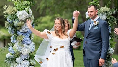 Bride releases butterflies in honor of her late father. But they didn’t fly away