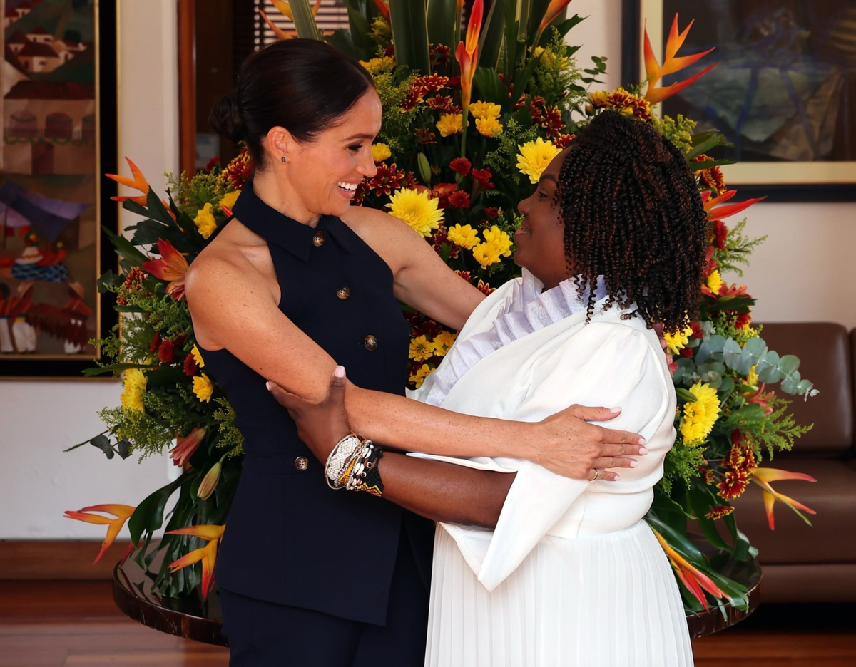 Prince Harry and Meghan pictured alongside Colombia vice president as Sussexes begin tour