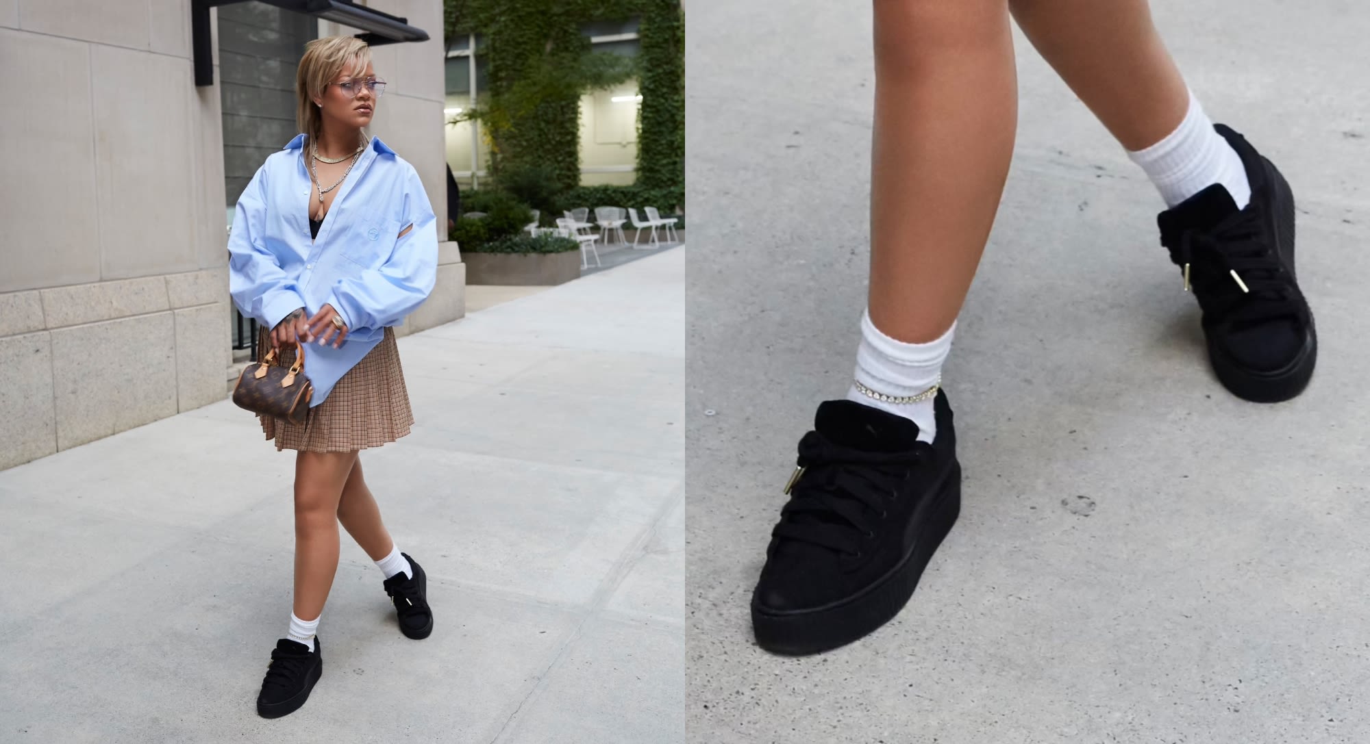 Rihanna Puts Prep in Her Step Modeling Fenty x Puma Creeper Phatty ‘In Session’ Sneakers in NYC