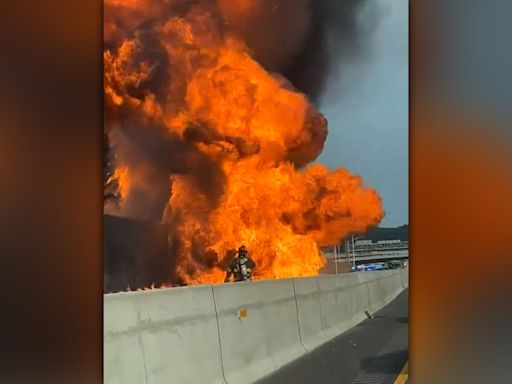 VIDEO: Tractor-trailer explosion ignites towering fire on NJ highway, driver killed