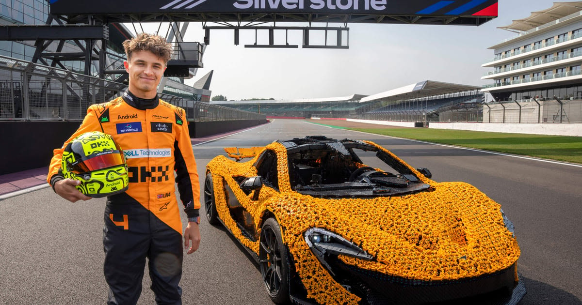 Lando Norris drove a full-sized McLaren P1 replica made from 342,817 Lego pieces