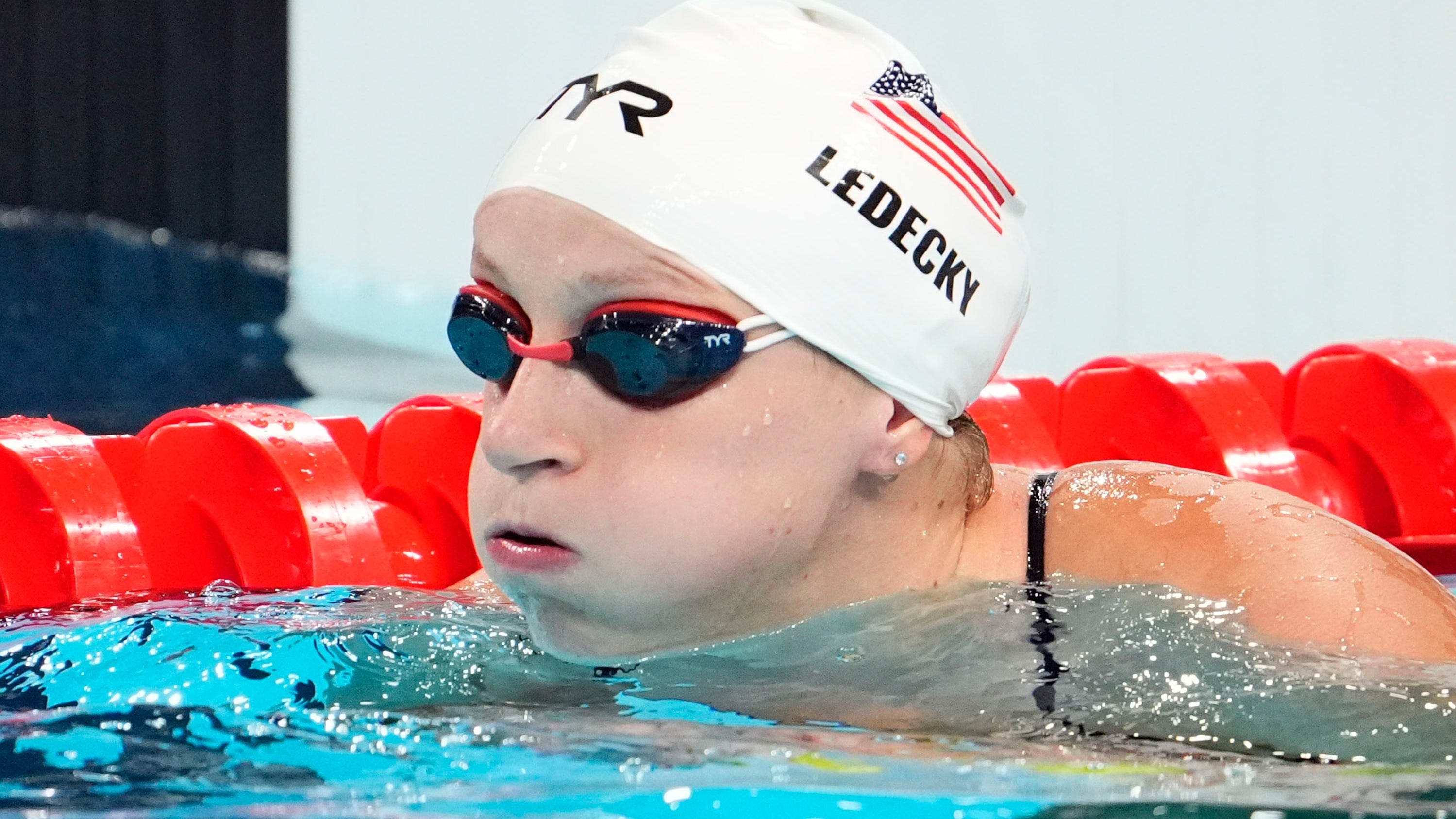When does Katie Ledecky swim next? What time does she swim 1500m freestyle heat Tuesday?