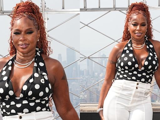 Mary J. Blige Embraces ’50s Flairs in Polka Dot Halter Top and High-waisted Trousers to Celebrate Ghirardelli’s Grand Opening...