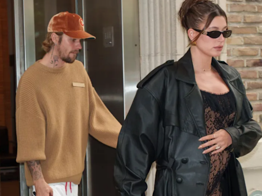 Hailey Bieber hides baby bump while attending church with Justin Bieber | English Movie News - Times of India