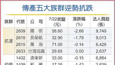 台股失色 傳產股成資金避風港 陽明、遠東新等14檔法人逆勢抄底