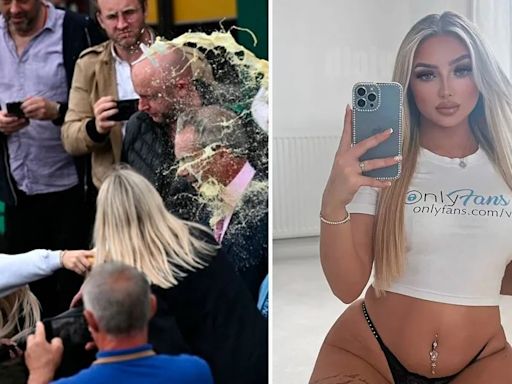 Quién es la modelo de OnlyFans que le tiró un milkshake en la cara al candidato británico Nigel Farage