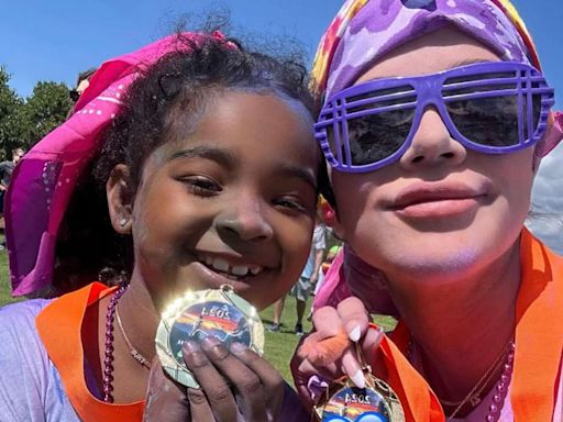 Khloé Kardashian and Her Kids True and Tatum Complete Color Run Together