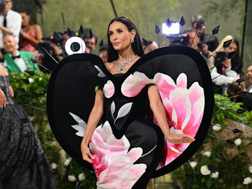 Demi Moore stuns at the Met Gala in gown made out of vintage wallpaper