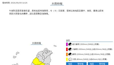 快訊／雨彈來襲！「10縣市」大雨特報 注意雷擊、強陣風