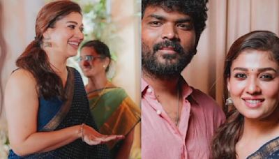 WATCH: Nayanthara exudes elegance in polka dot saree and sleeveless blouse as she attends friend’s wedding with Vignesh Shivan