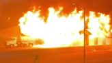 Petroleum tanker fire shuts down major interstate