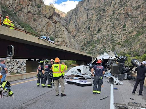 Eastbound I-70 traffic re-routed due to semi-truck crash blocking both lanes