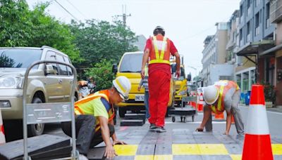 桃園路口設置新組合式減速平台 車速平均降3成