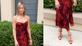 Jennifer Aniston Blossoms in Floral Reformation Dress and Strappy Sandals at ‘The Morning Show’ FYC Event