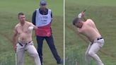 Pro Golfer Louis de Jager Goes Topless On Course To Hit Muddy Shot