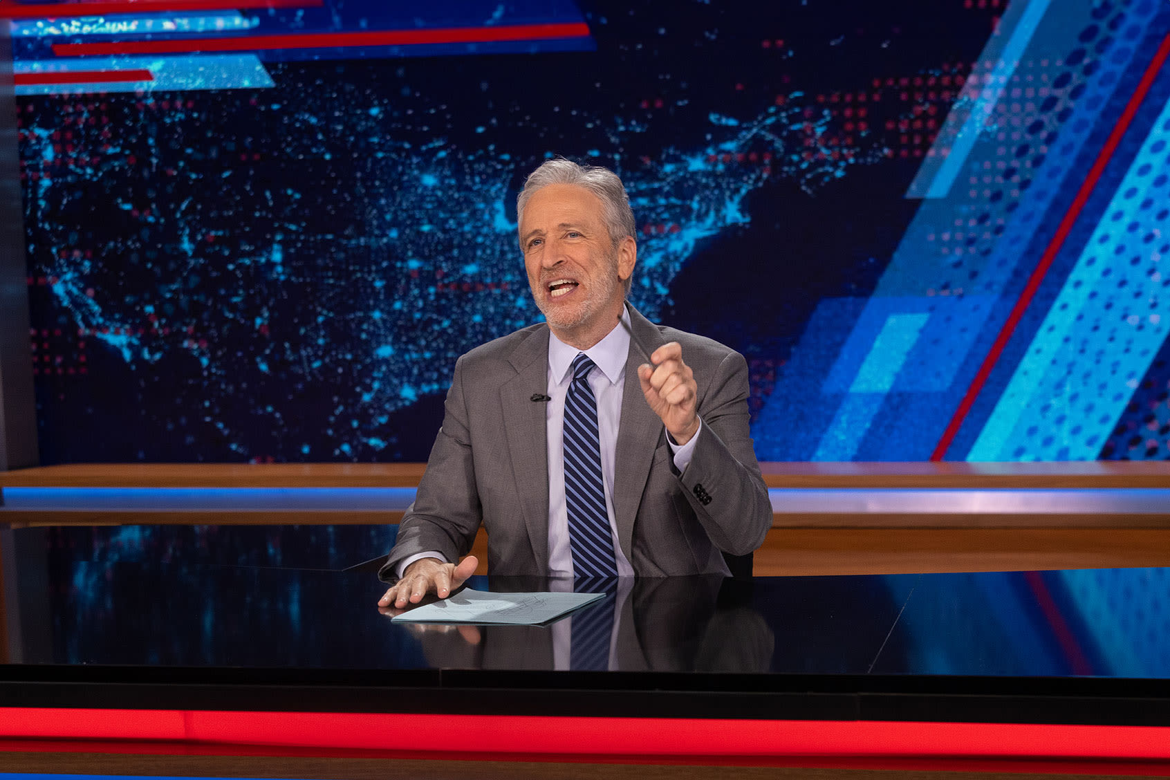 Jon Stewart condemns the US and Israel's “wanton rocketing” Middle East war policies