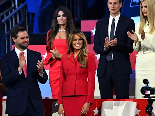 Melania Trump takes to RNC floor in rare appearance alongside family for his nomination speech