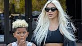 Kim Kardashian matches hair with son Saint, eight, at his game