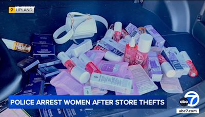 2 women accused of stealing dozens of items from Upland beauty store then leading police on chase