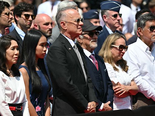 Tom Hanks expresses hope for US democracy on D-Day