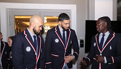 Celtics' Jayson Tatum Trolled By Derrick White at 2024 Olympics for Viral Tie Video