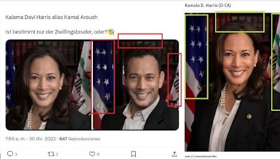 La imagen que muestra a Kamala Harris como hombre es un montaje