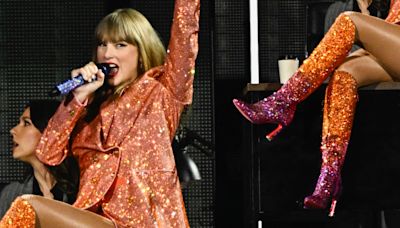 Taylor Swift Glitters in Custom Christian Louboutin Boots During Eras Tour in Paris