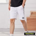 Nautica 男裝 COMPETITION低調圖騰鬆緊綁帶休閒短褲-白色