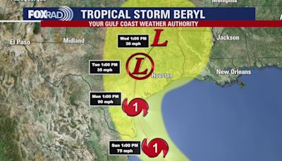 SEVERE WEATHER DISASTER DECLARATION issued to 40 Texas counties as Beryl approaches