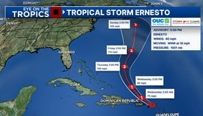 Ernesto expected to become a hurricane by Wednesday