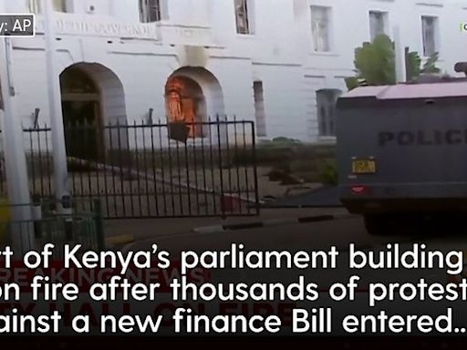 Part of Kenya’s parliament on fire after thousands of anti-tax protesters enter