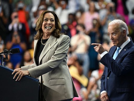 Watch: Biden jokes he’s ‘too damn old’ at first rally with Harris since stepping aside