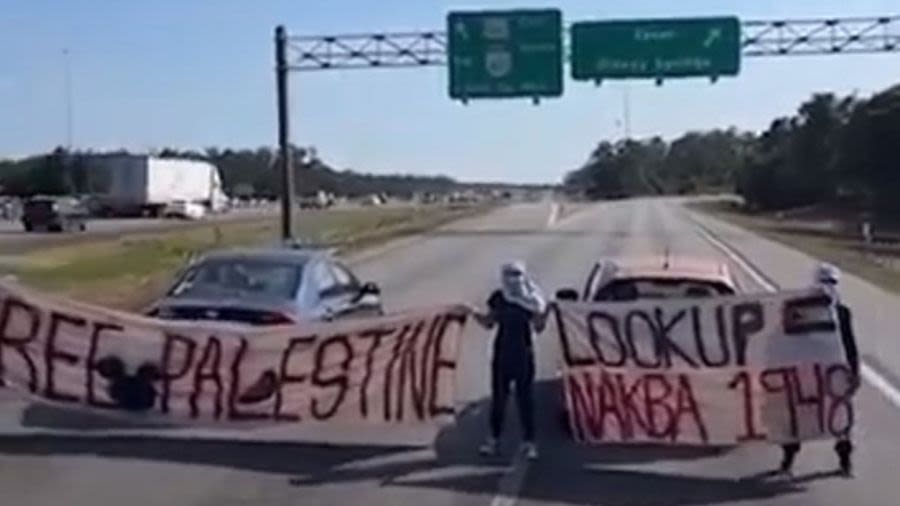 Video: Pro-Palestine protesters block I-4 Disney exit ramp in Orlando