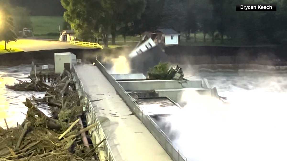 WATCH: House falls into Minnesota river near dam on brink of collapse