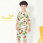 韓國unifriend品牌夏季薄款恐龍圖案男童女童有機竹節棉睡衣兒童居家衣服