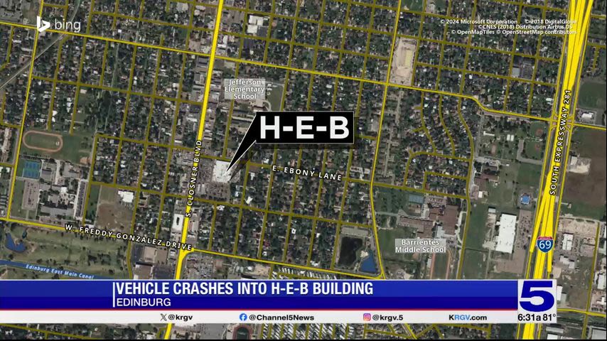 Edinburg HEB closed after vehicle crashes into building